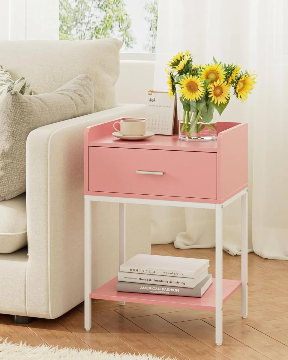 Bedside Table 3-tier Modern with Storage Drawer - Image 3