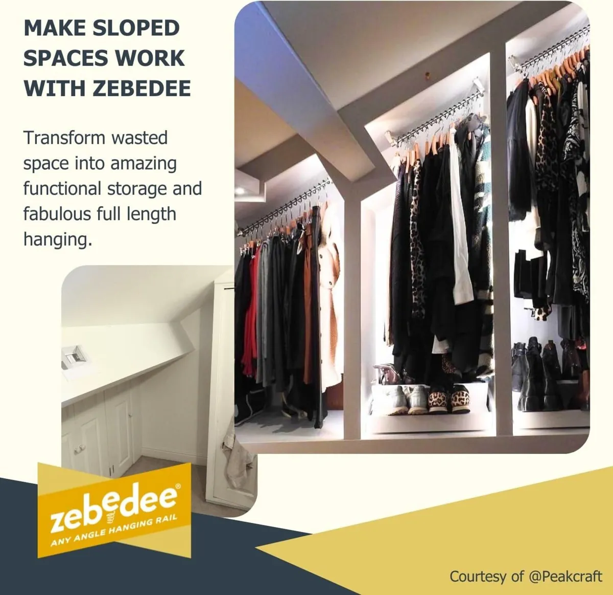 Sloped Ceiling Clothes Rail by HANGING - Any - Image 3