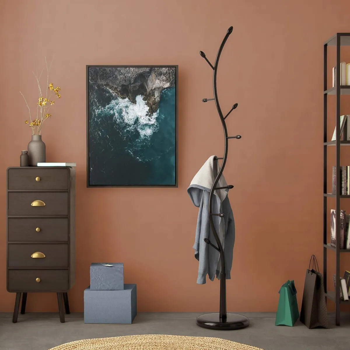 Swindon Minimalist Style Coat Rack with 9 hooks - Image 2