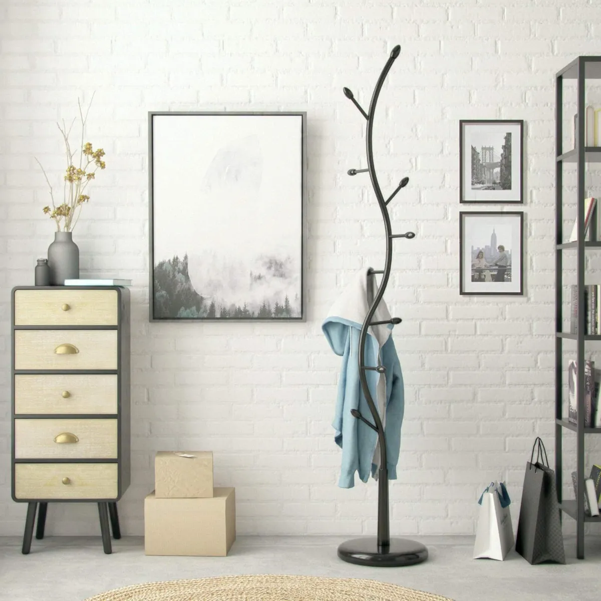 Swindon Minimalist Style Coat Rack with 9 hooks - Image 4