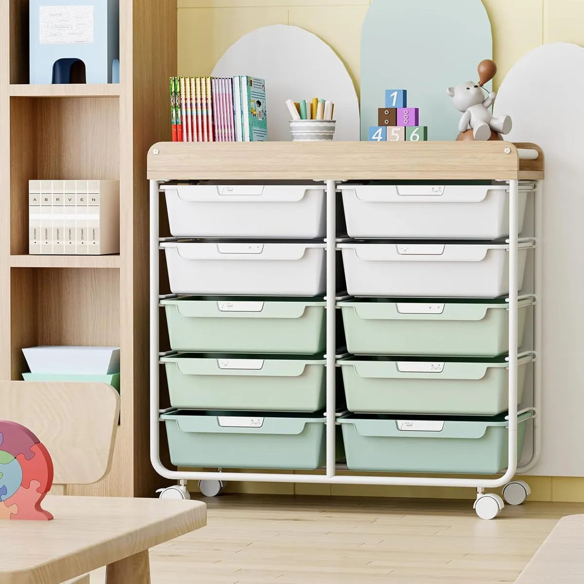 Rolling-Utility-Storage-Trolley-Cart-Craft-Organiz - Image 2