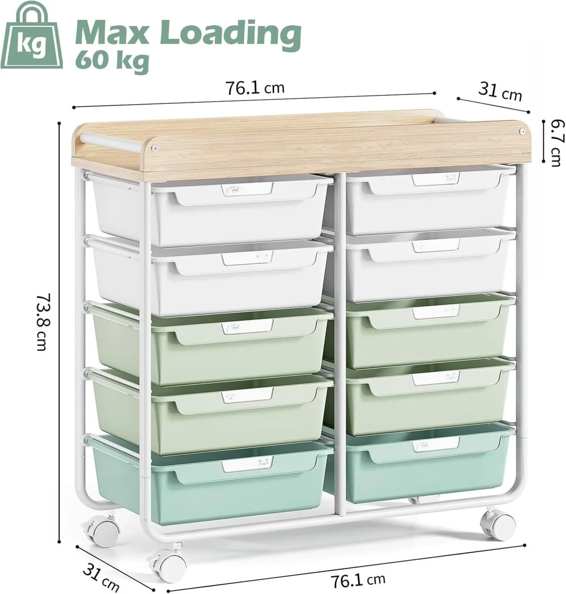Rolling-Utility-Storage-Trolley-Cart-Craft-Organiz - Image 3