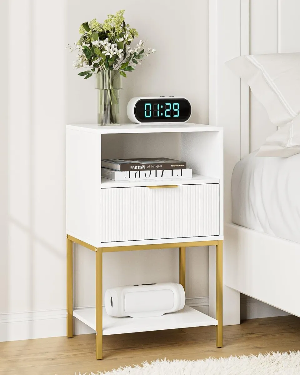 Bedside Table Small Cabinet with Drawer and - Image 1