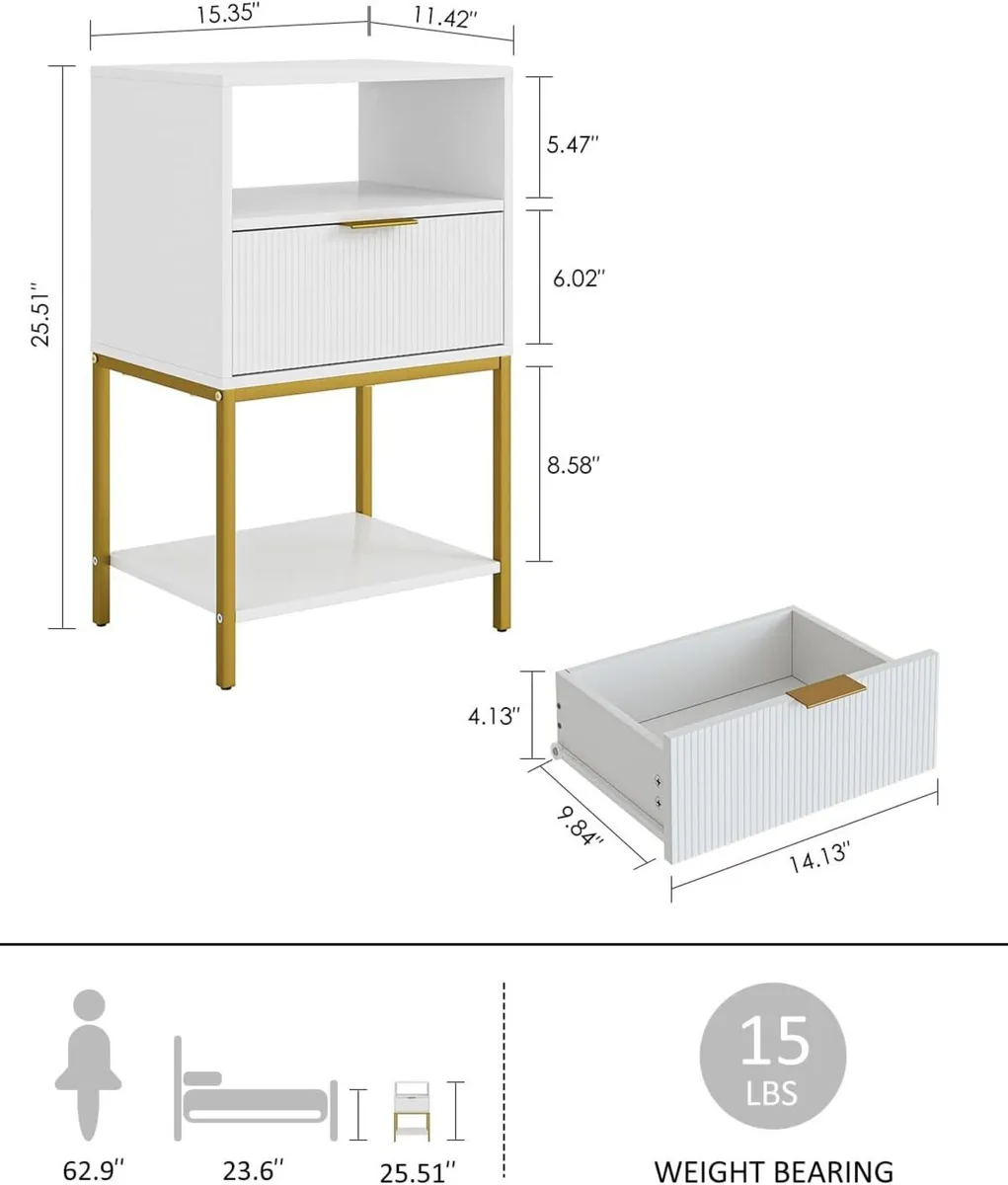 Bedside Table Small Cabinet with Drawer and - Image 2