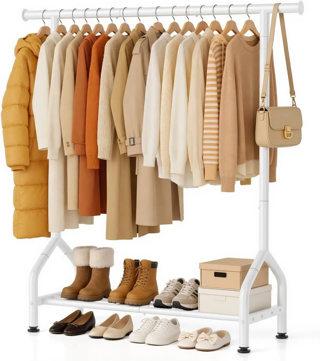 Metal Clothes Rail with Shelf for Hanging Sturdy - Image 1