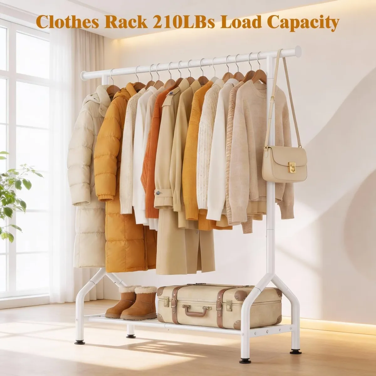 Metal Clothes Rail with Shelf for Hanging Sturdy - Image 2