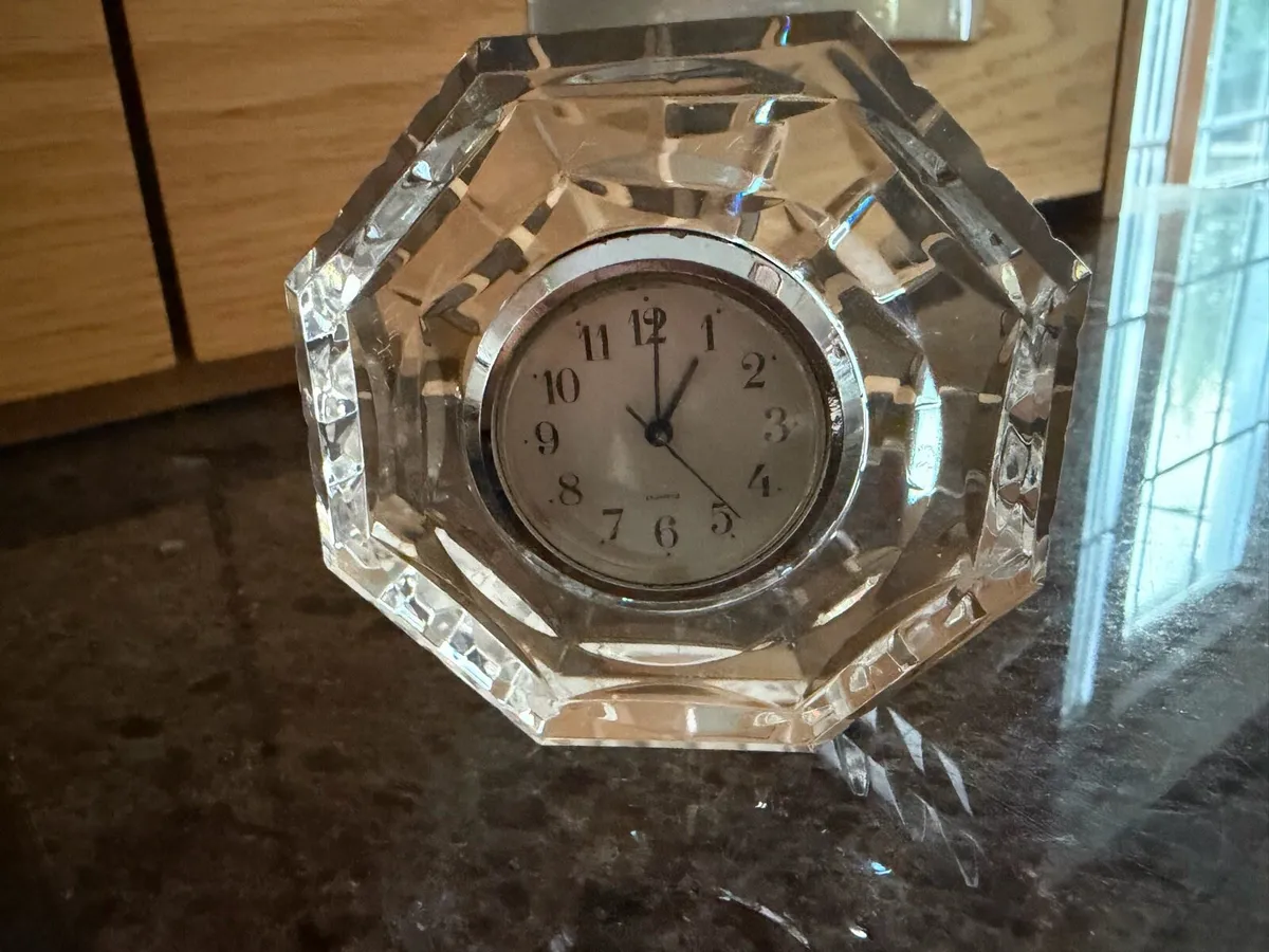 Waterford crystal octagonal gold faced desk clock - Image 1