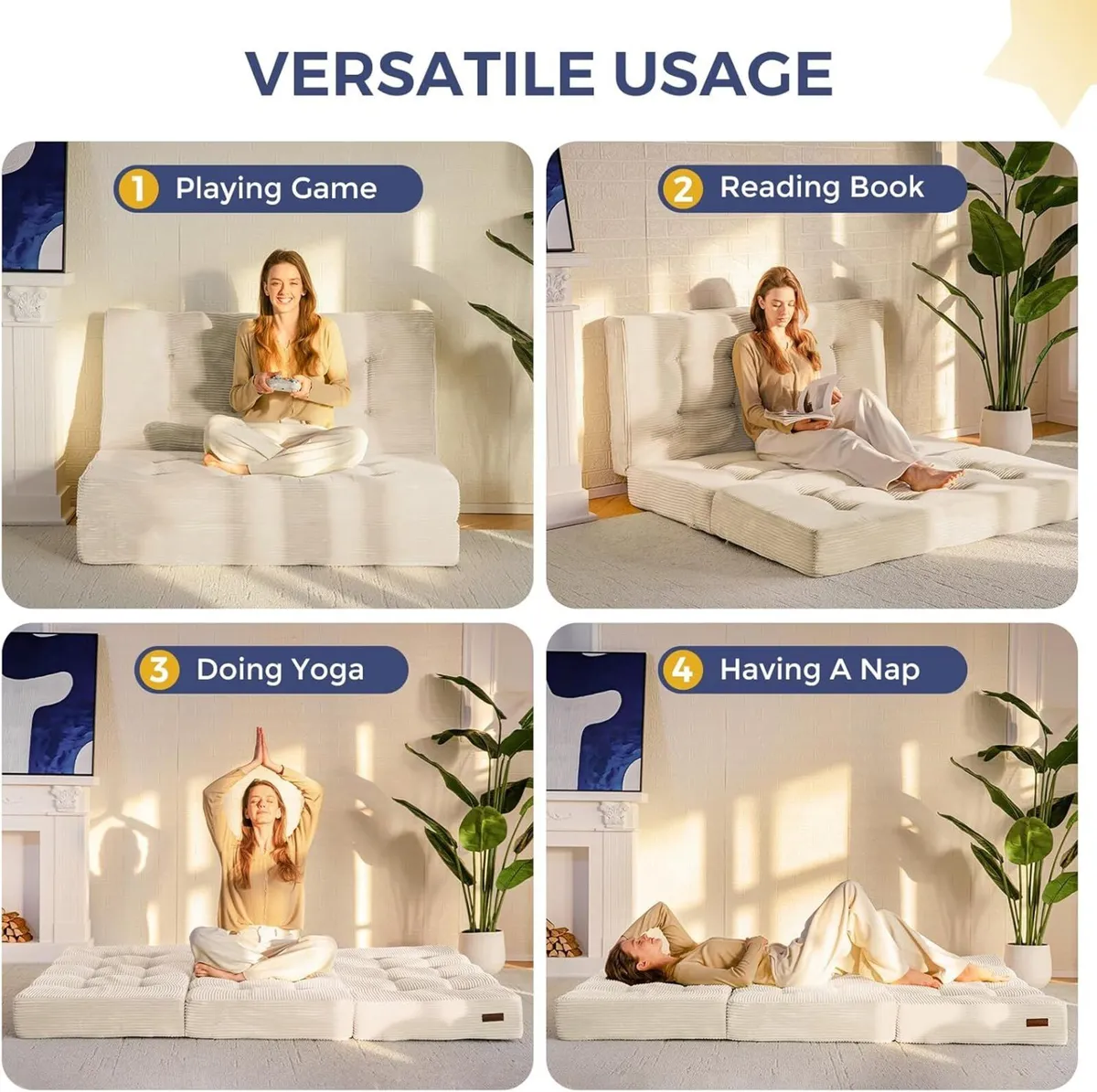 Folding Mattress Single Comfy Corduroy Foldable - Image 3