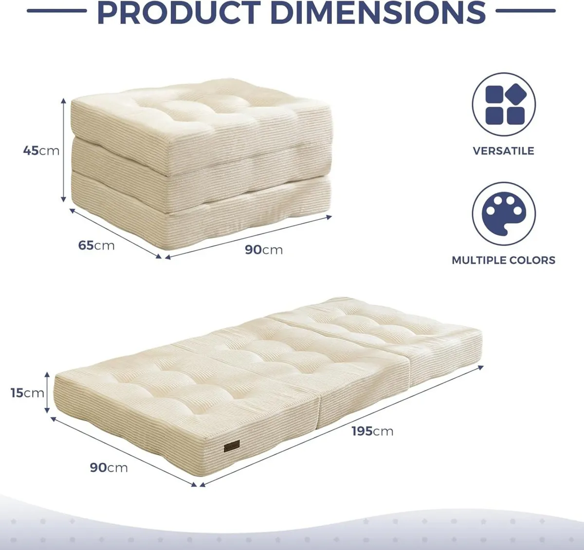 Folding Mattress Single Comfy Corduroy Foldable - Image 2