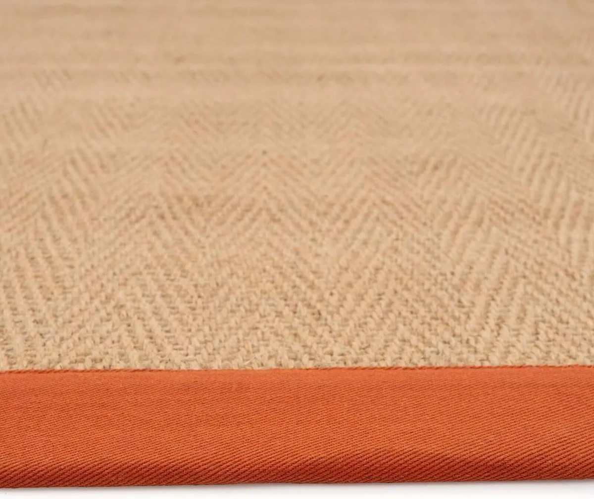 Natural Herringbone Orange Terracotta Cotton - Image 4