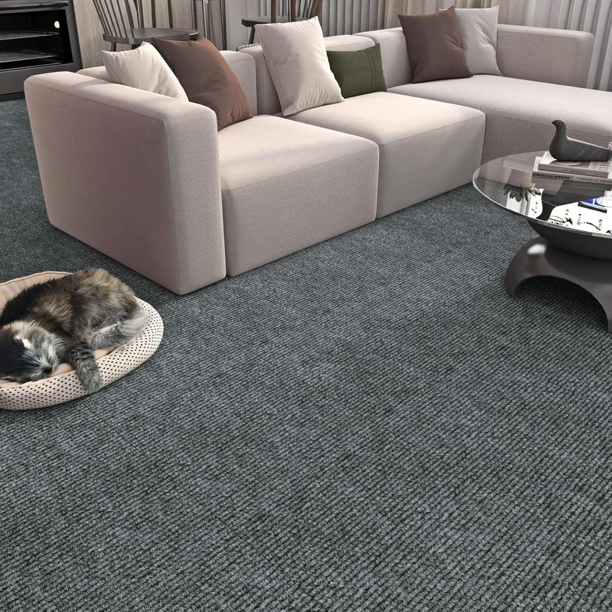 Grey Carpet Tiles Self Adhesive for Living Room - Image 3