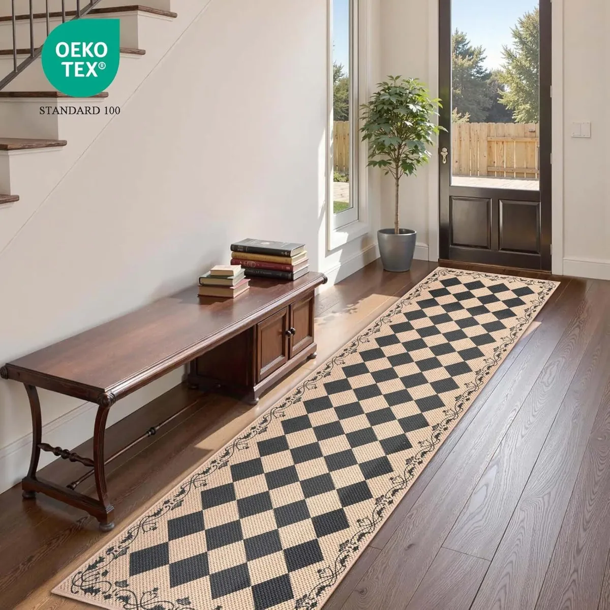 Runner Rugs for Hallway 80x300cm Black Non-Slip - Image 2