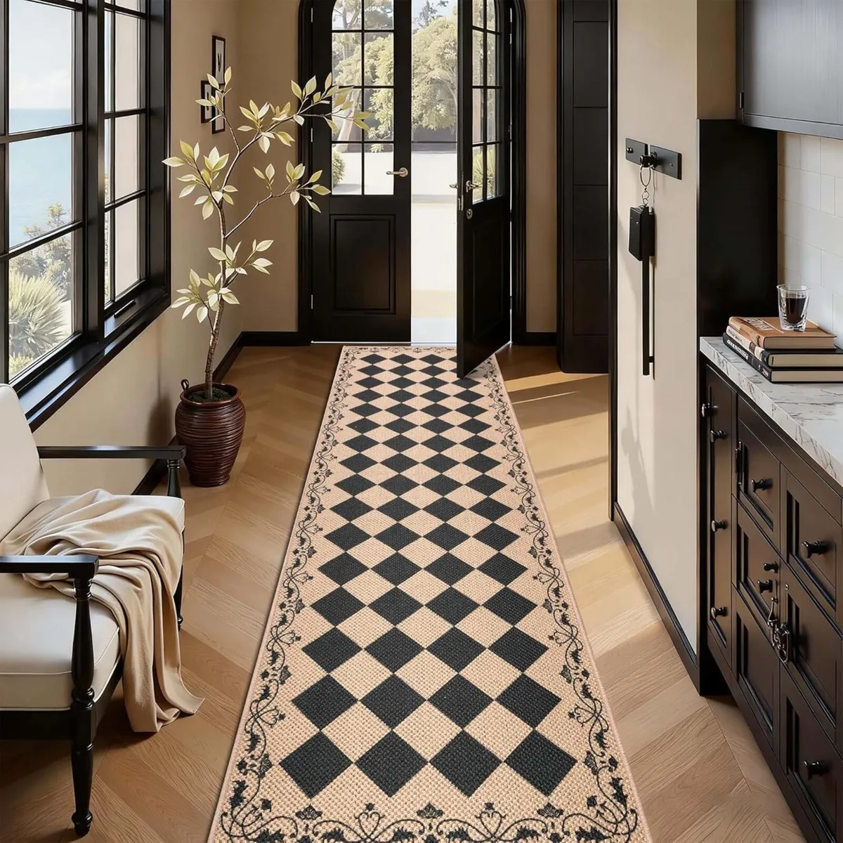 Runner Rugs for Hallway 80x300cm Black Non-Slip - Image 1