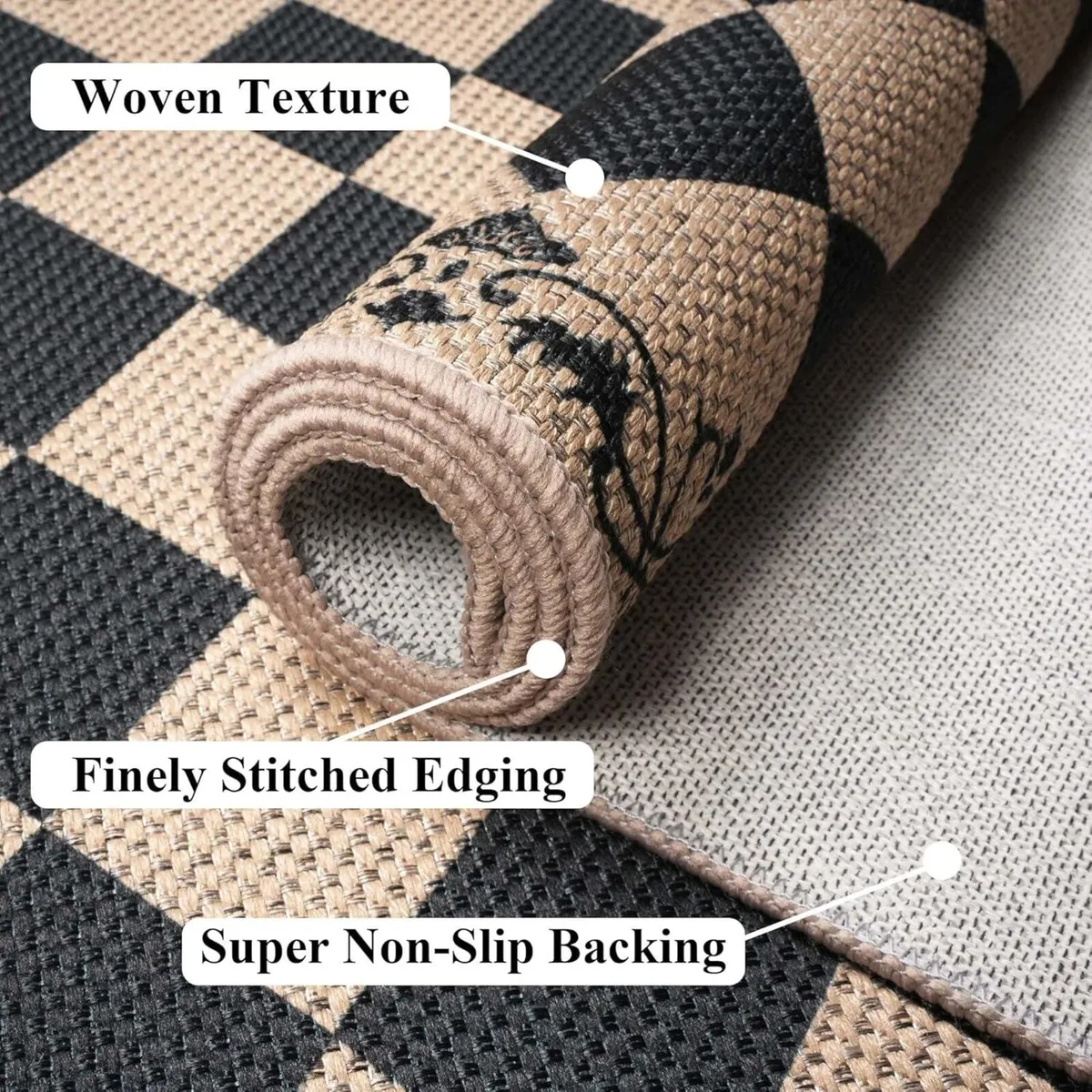 Runner Rugs for Hallway 80x300cm Black Non-Slip - Image 3