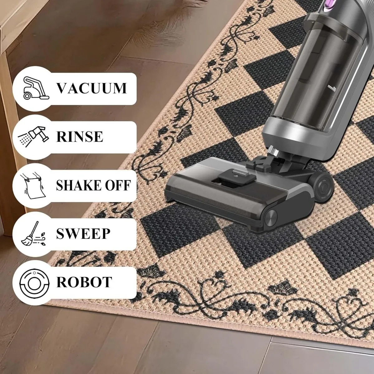 Runner Rugs for Hallway 80x300cm Black Non-Slip - Image 4