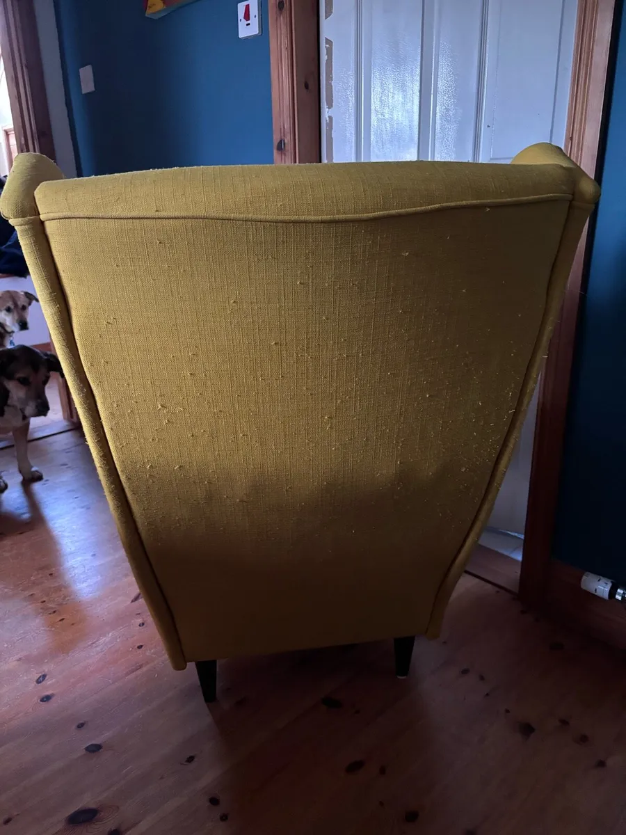 IKEA strandmon Yellow chair + footstool - Image 2