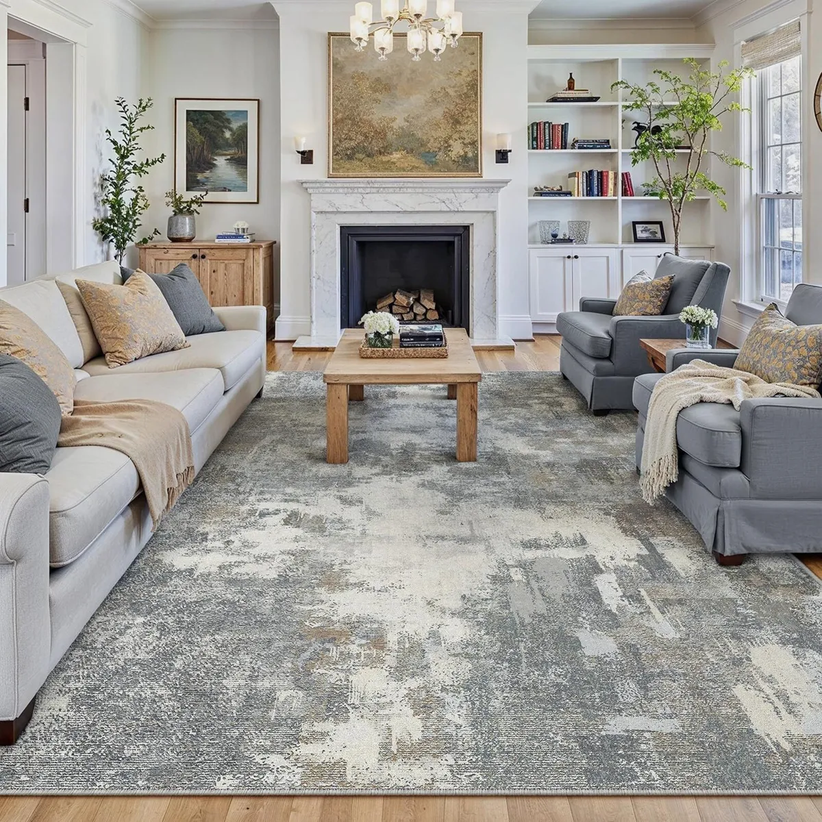 Modern Abstract Area Rug Living Room Extra Large - Image 1