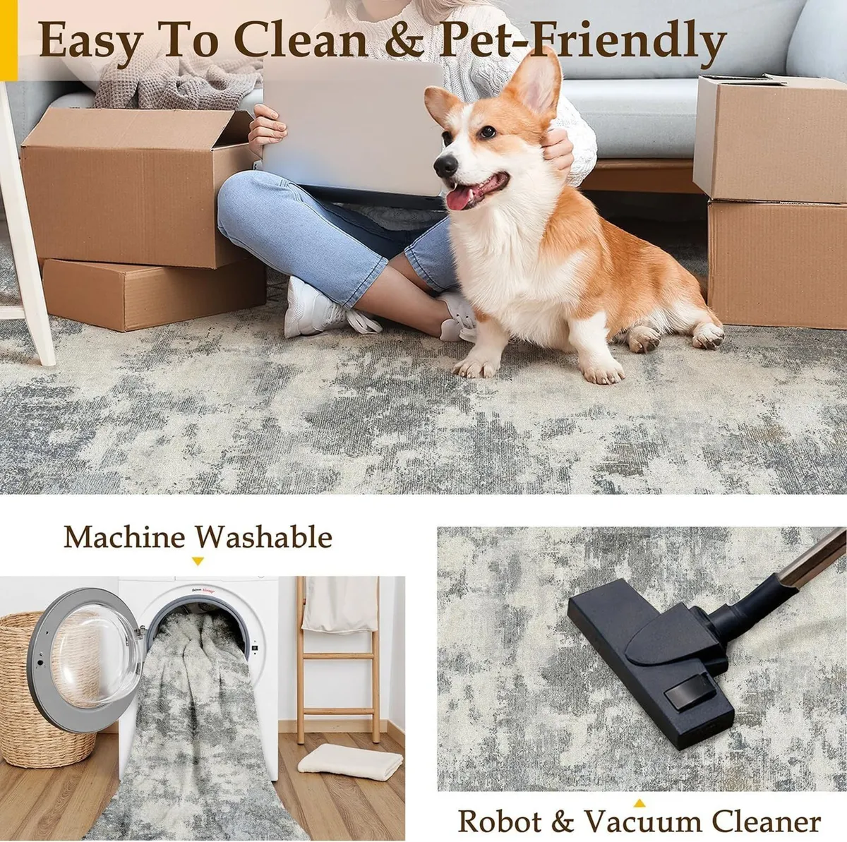 Modern Abstract Area Rug Living Room Extra Large - Image 4