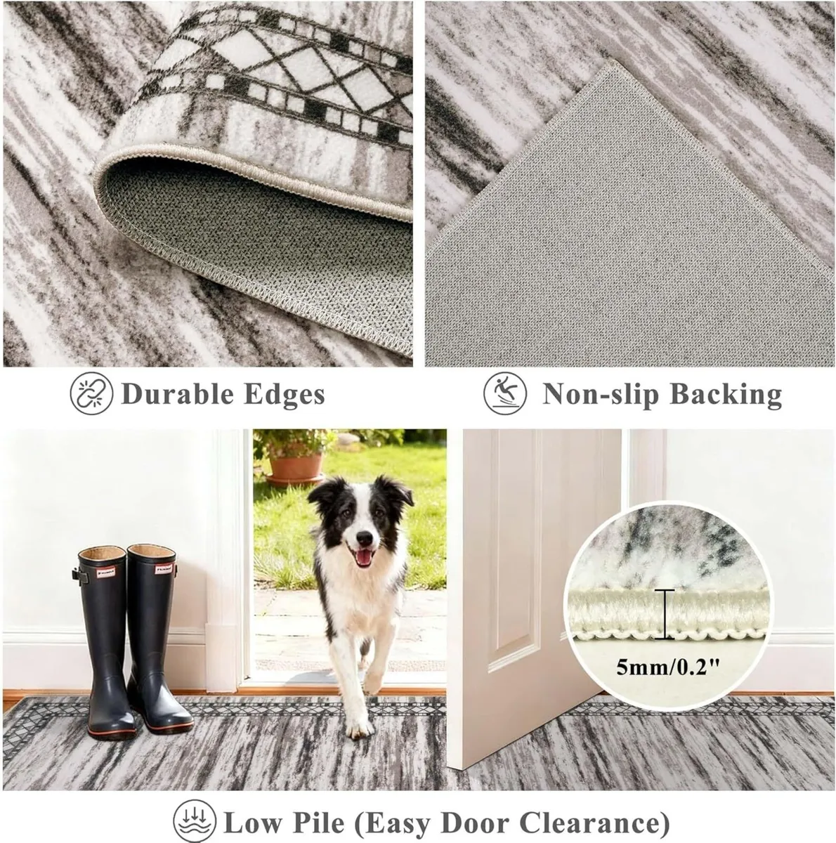 Hallway Runner Taupe 65x240cm Extra Long Rugs for - Image 2