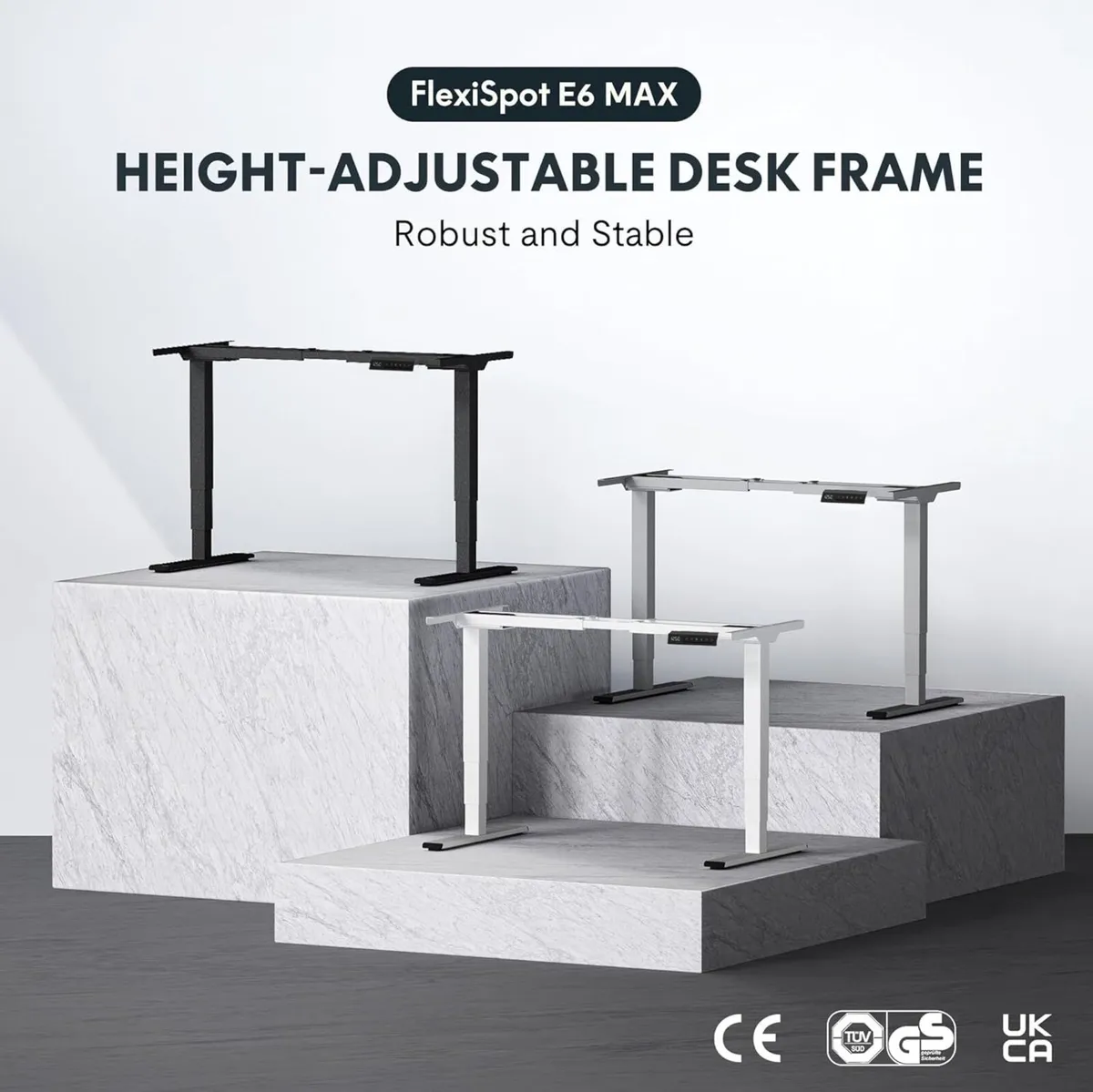 E6 MAX ONE PIECE Electric Standing Desk with USB - Image 2