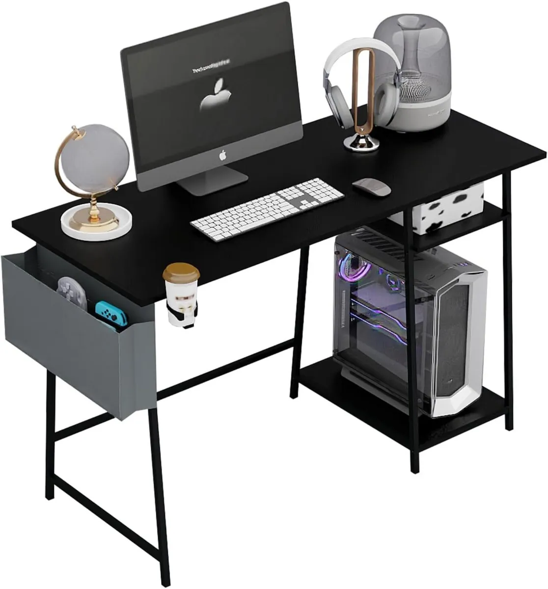 QTYG Computer Desk 115cm Office with Bookshelf - Image 1