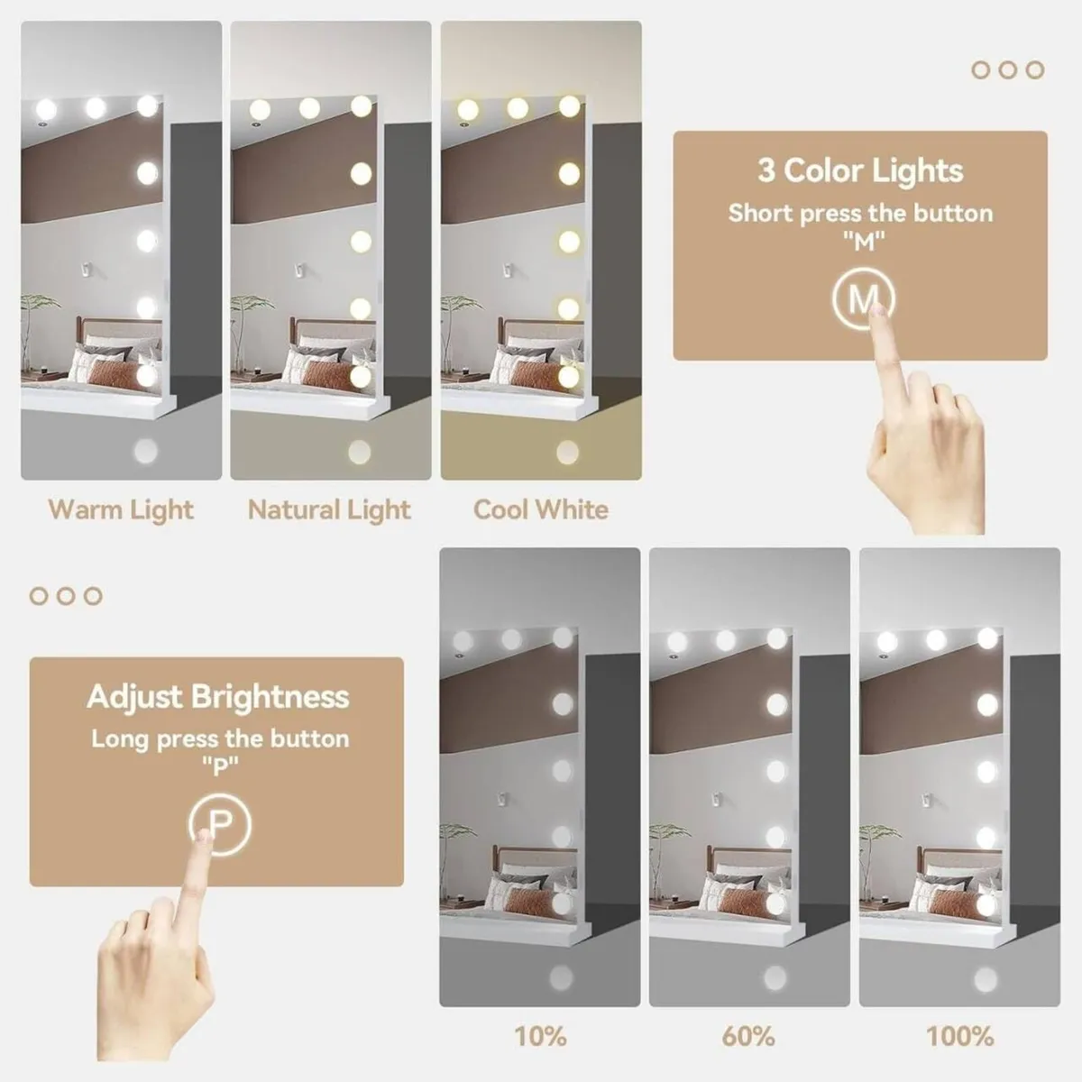 Hollywood Vanity Mirror with Lights 58x45cm - Image 3