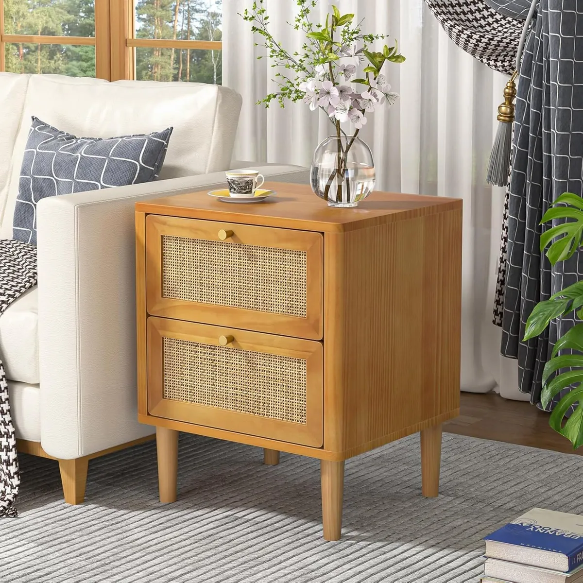 Fully Assembled Bedside Table with 2 Drawers - Image 4