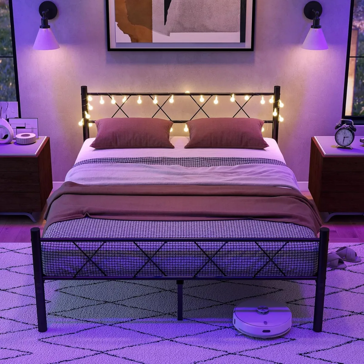 King Size Bed Frame with Headboard lights 5ft - Image 1