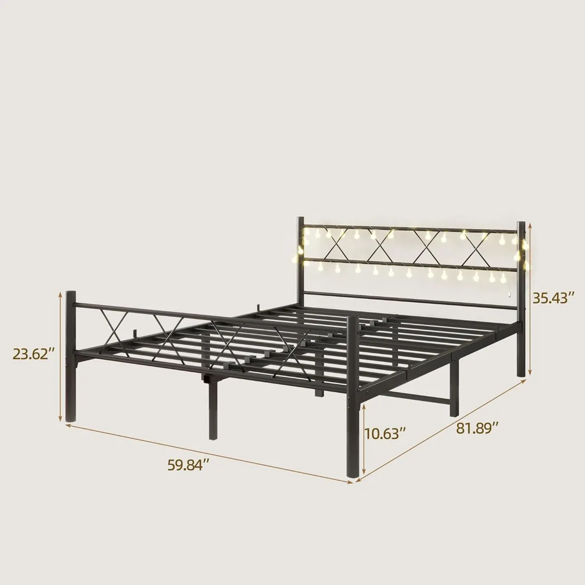 King Size Bed Frame with Headboard lights 5ft - Image 2