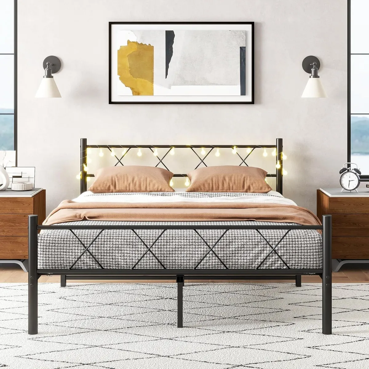 King Size Bed Frame with Headboard lights 5ft - Image 4