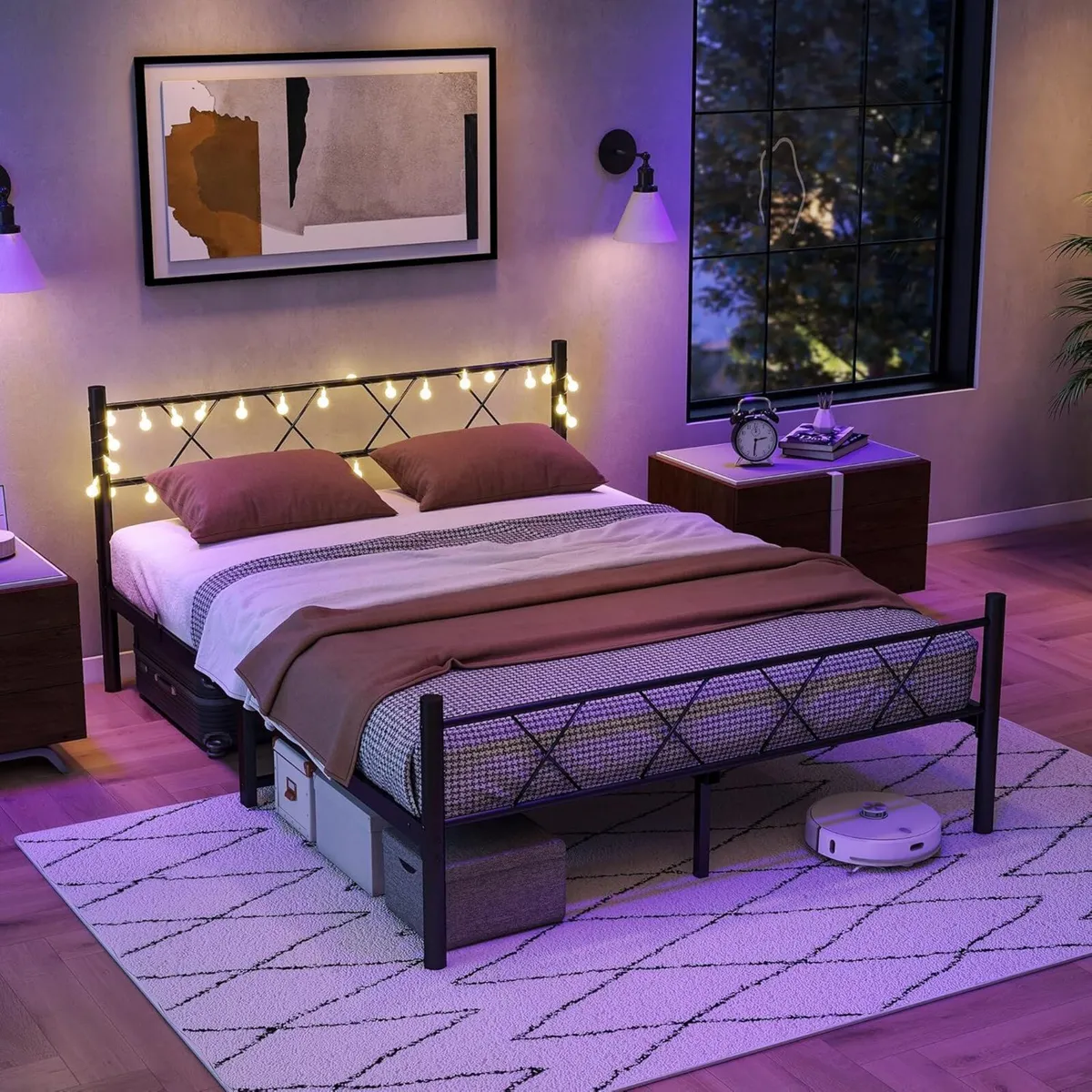 King Size Bed Frame with Headboard lights 5ft - Image 3