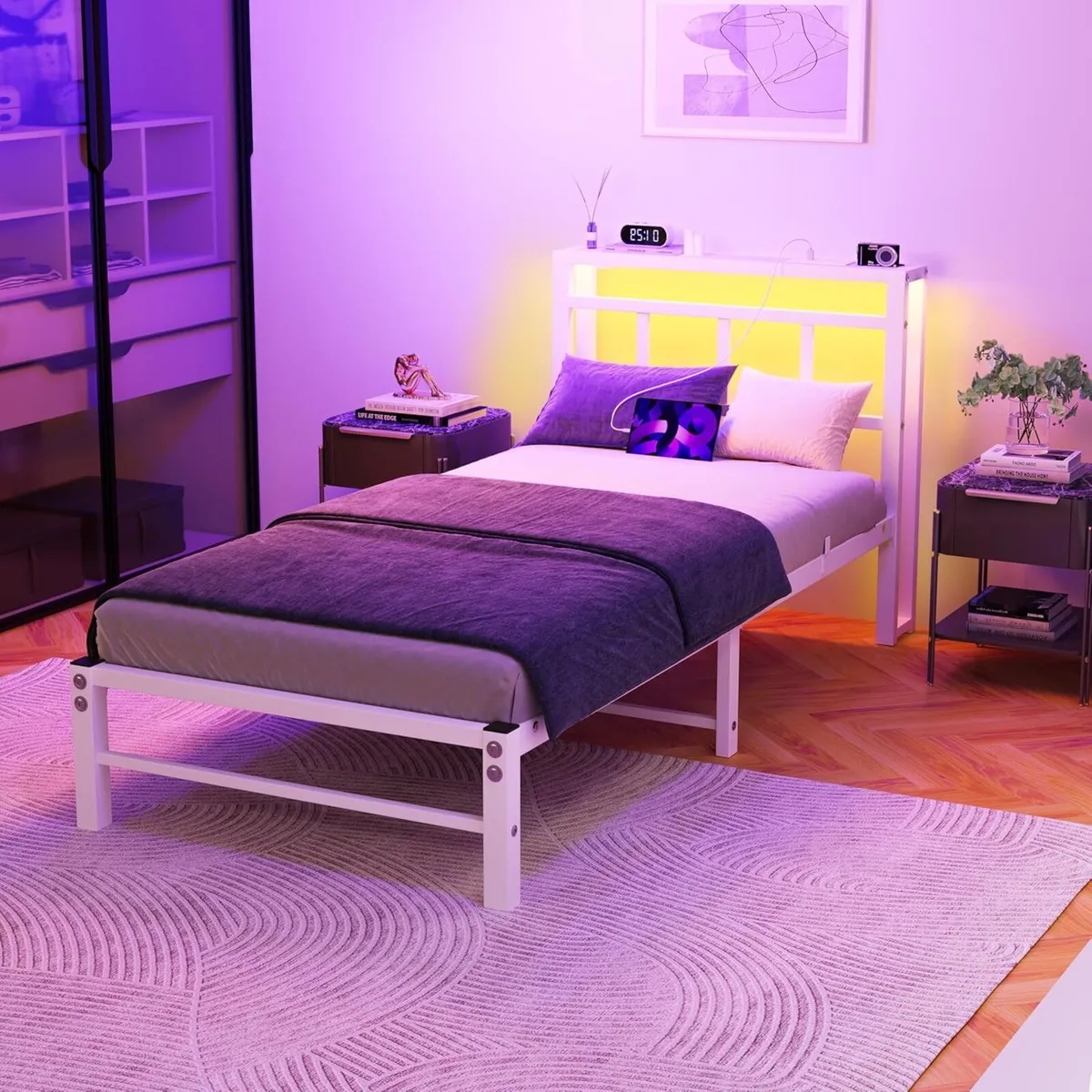 Single Bed Frame with HeadboardLED Lights Heavy - Image 4