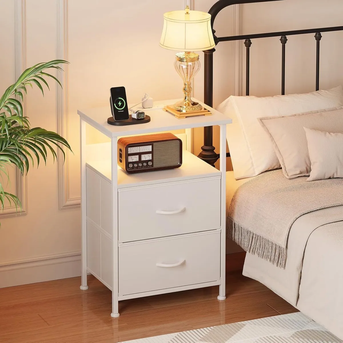 Bedside Table with Charging Station Small for - Image 1