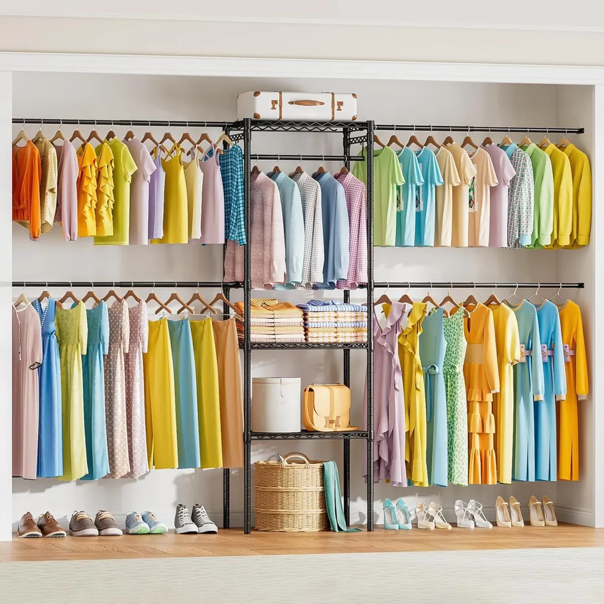 Clothes Rack with 4 Expandable Rail Rods Wall - Image 1