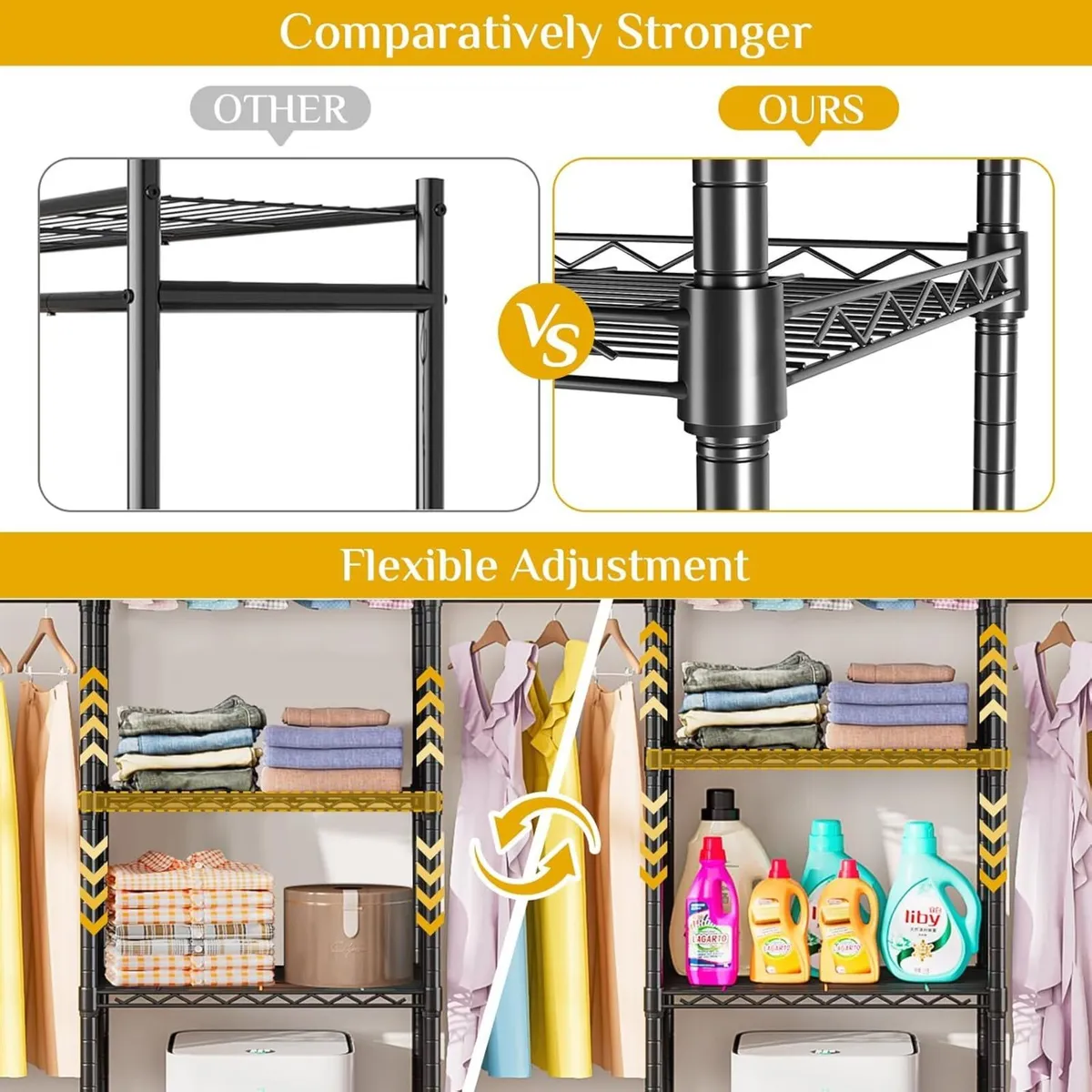 Clothes Rack with 4 Expandable Rail Rods Wall - Image 3