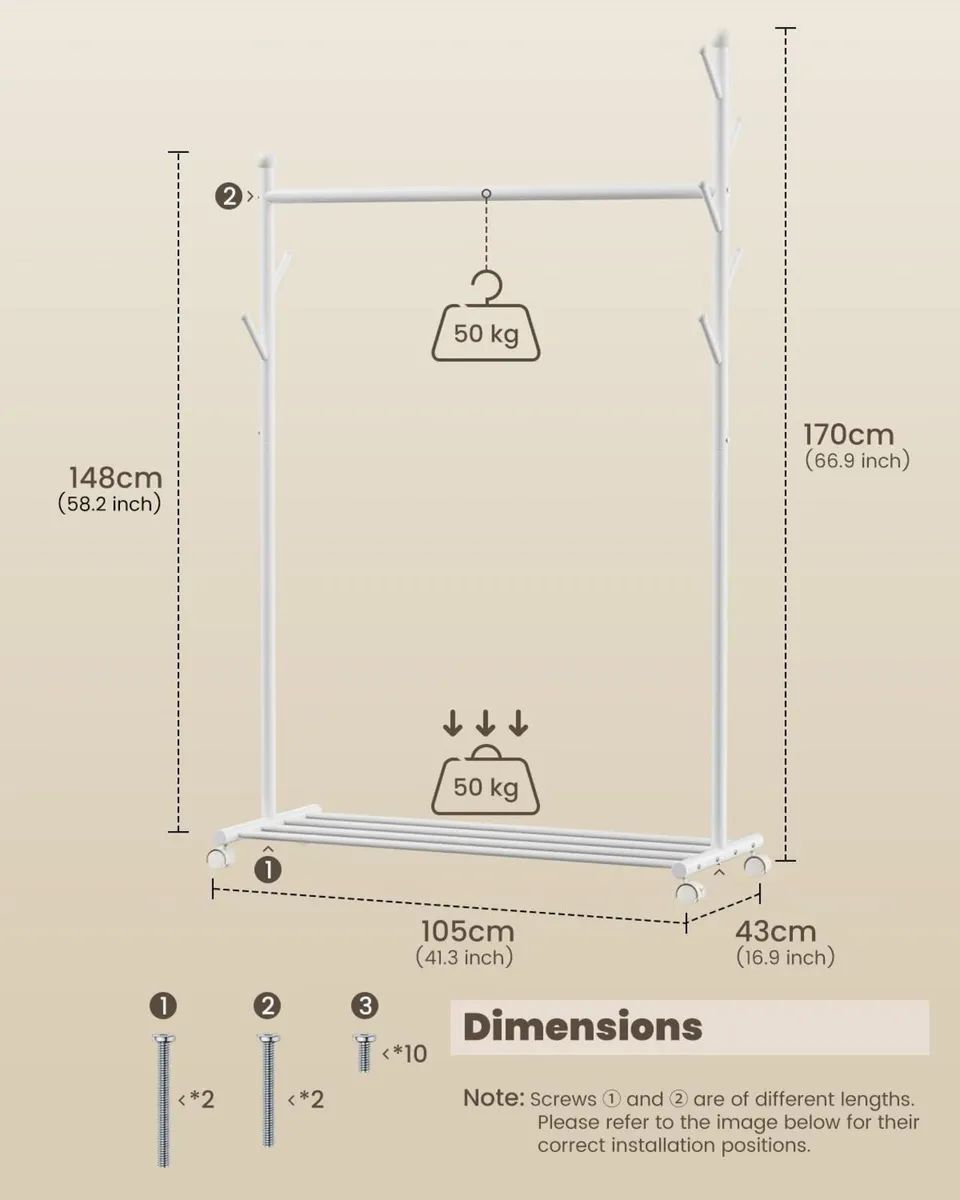 Clothes Rail Collection Portable Heavy Duty For - Image 3