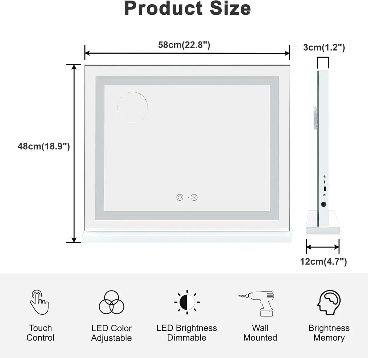 Bluetooth Hollywood Vanity Mirror with Light 58 x - Image 2
