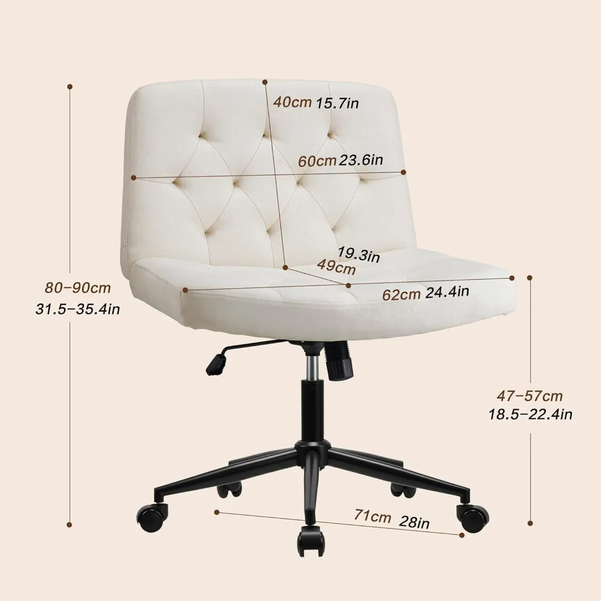 Mid-Back Cross-legged Desk Chair Vanity Dressing - Image 3