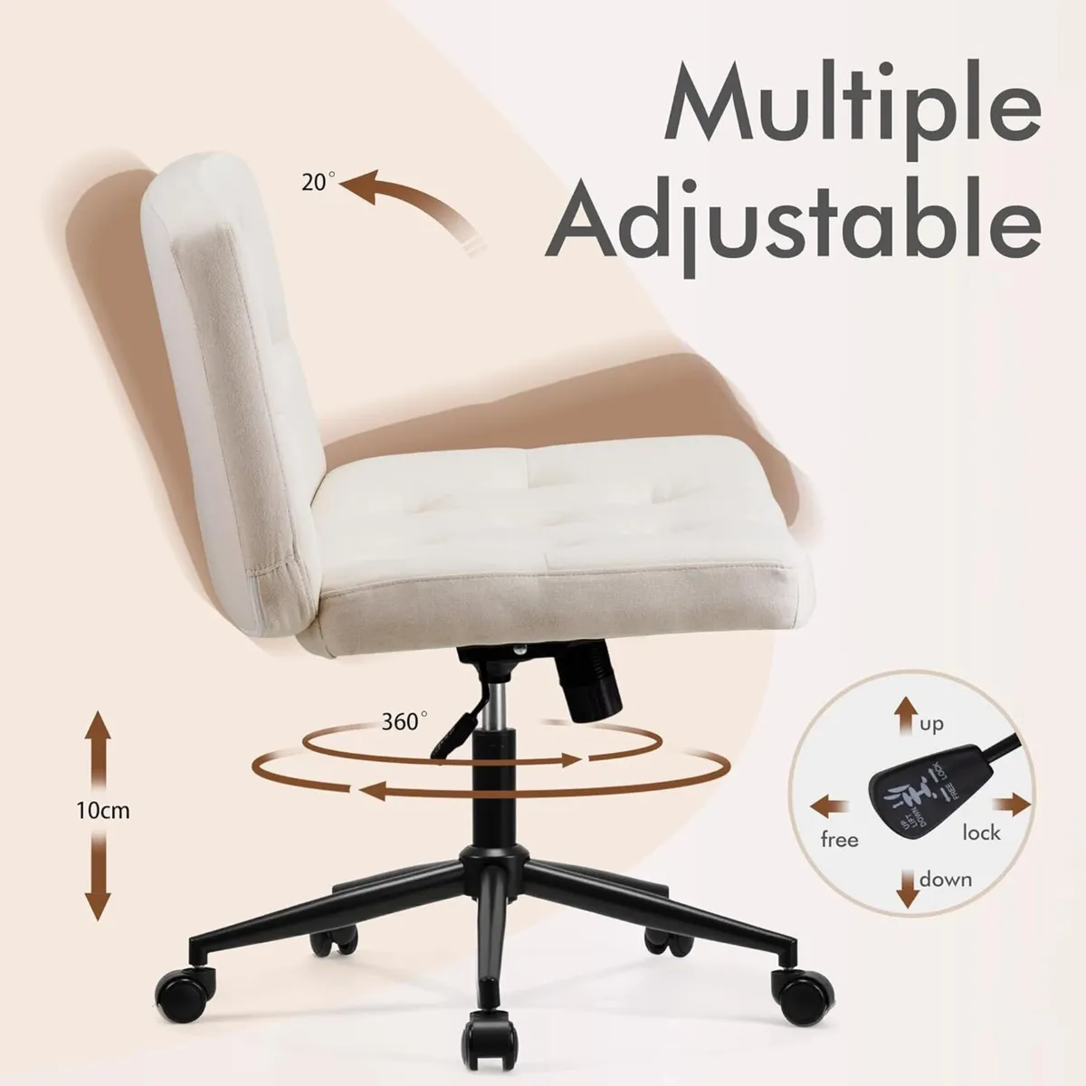 Mid-Back Cross-legged Desk Chair Vanity Dressing - Image 4