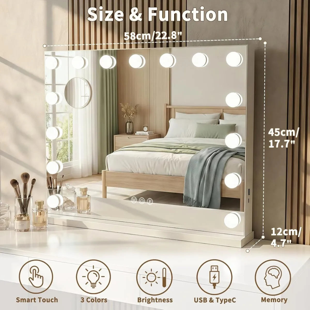 Hollywood Vanity Mirror with Lights Large 58x45cm - Image 2