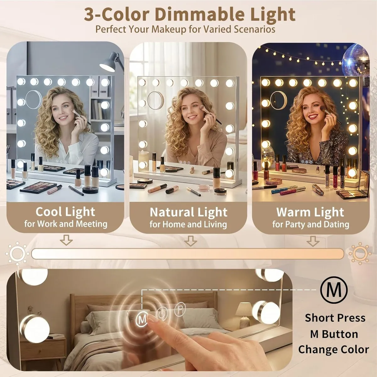 Hollywood Vanity Mirror with Lights Large 58x45cm - Image 3