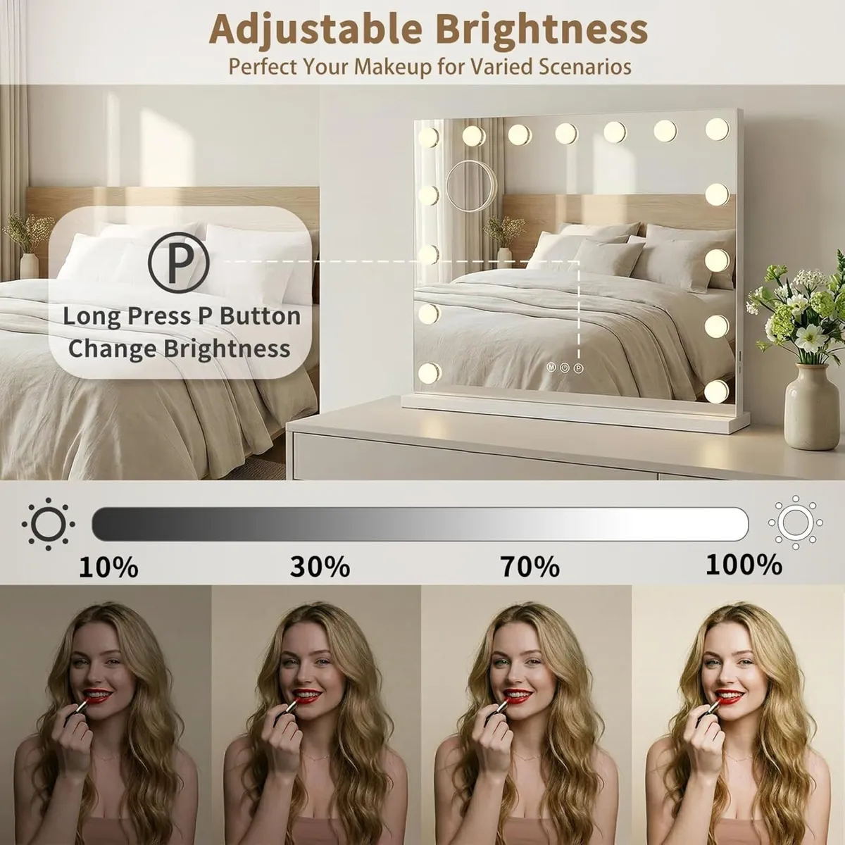 Hollywood Vanity Mirror with Lights Large 58x45cm - Image 4