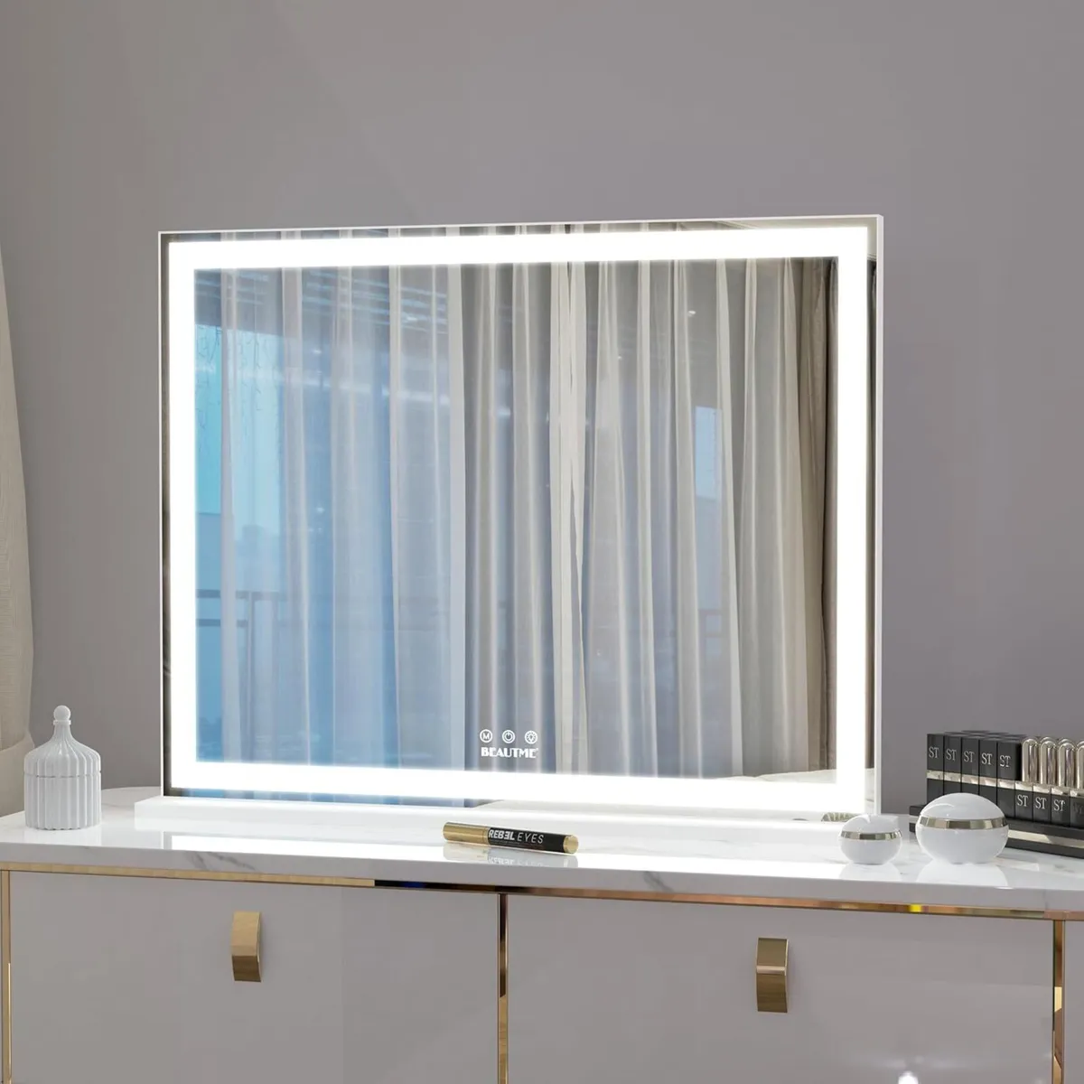 Vanity Mirror with Light Strip 72x56cm Large for - Image 1