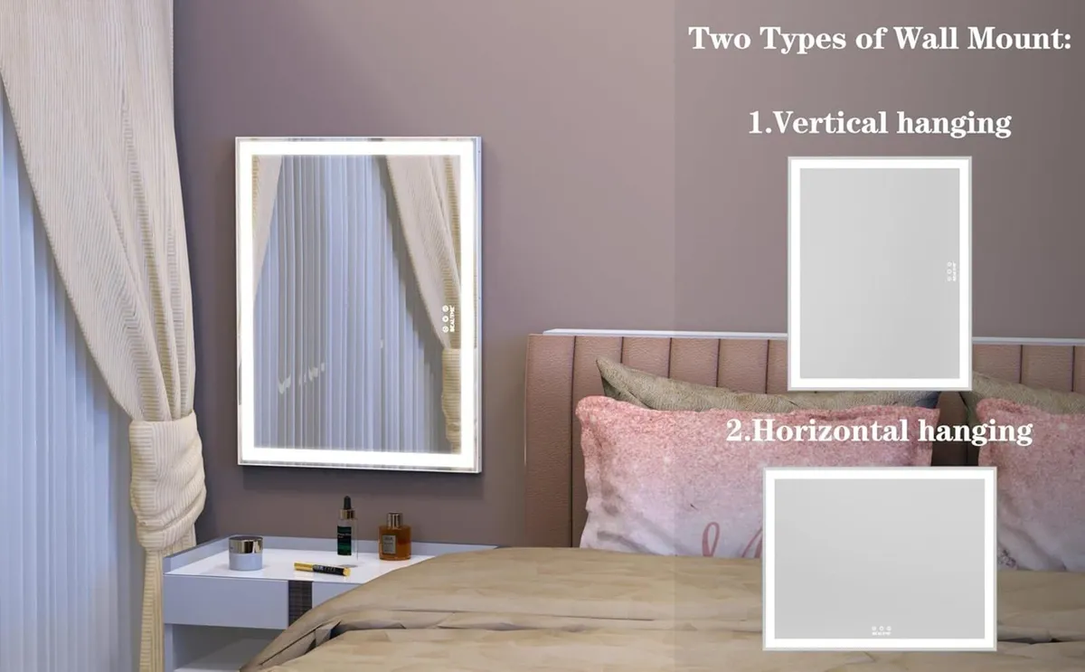 Vanity Mirror with Light Strip 72x56cm Large for - Image 3