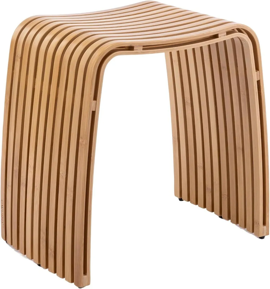 Bamboo Stool Unique Curved Bathroom No Assembly - Image 1