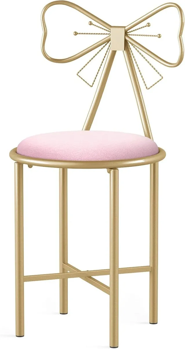 Pink Glam Butterfly Back Vanity Chair - Velvet - Image 1