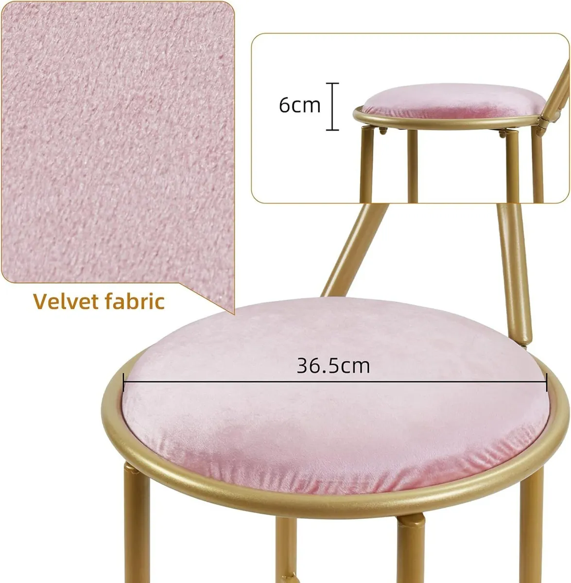 Pink Glam Butterfly Back Vanity Chair - Velvet - Image 4