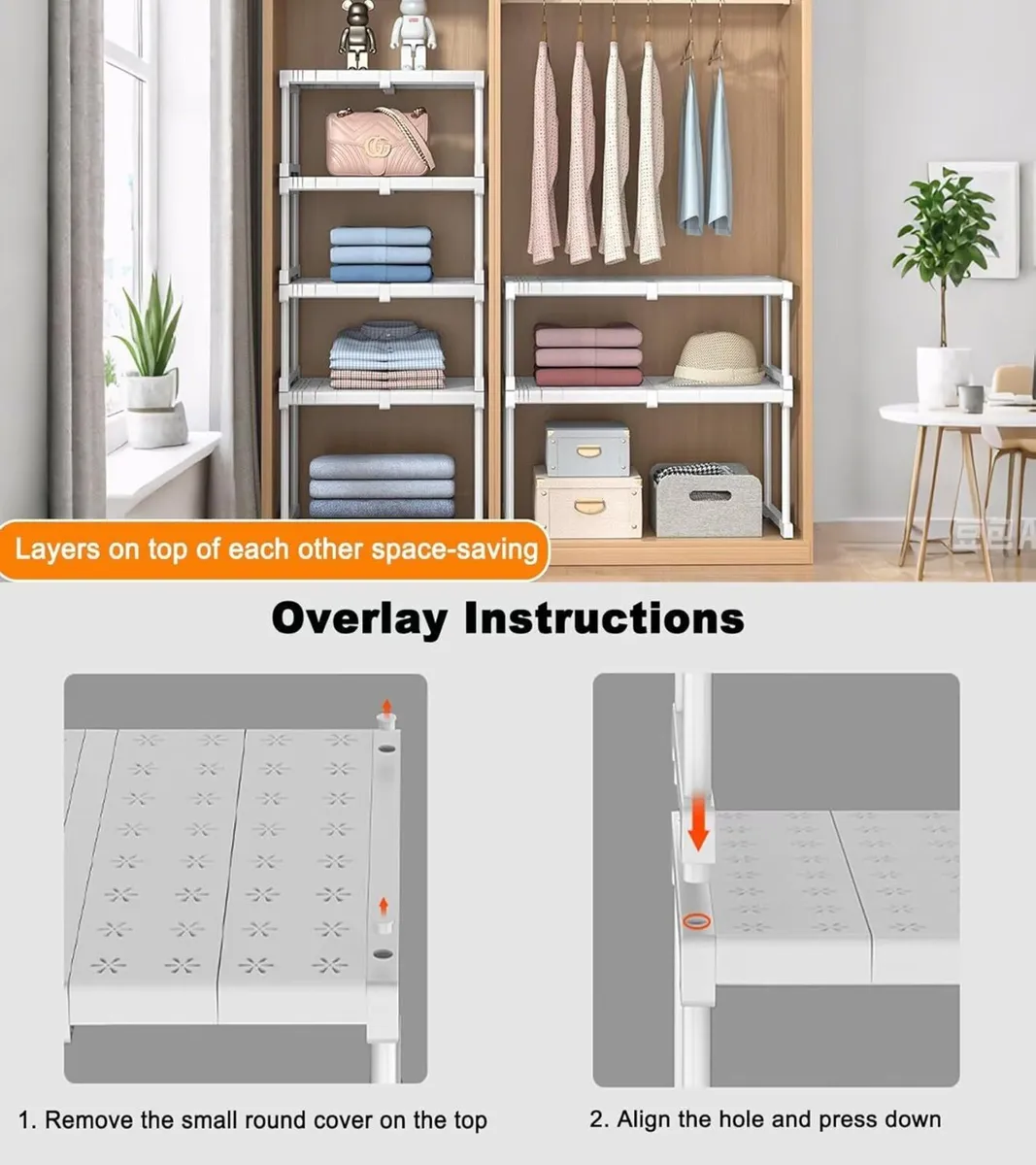 Stackable Shelf Wardrobe Storage Organiser - Image 4