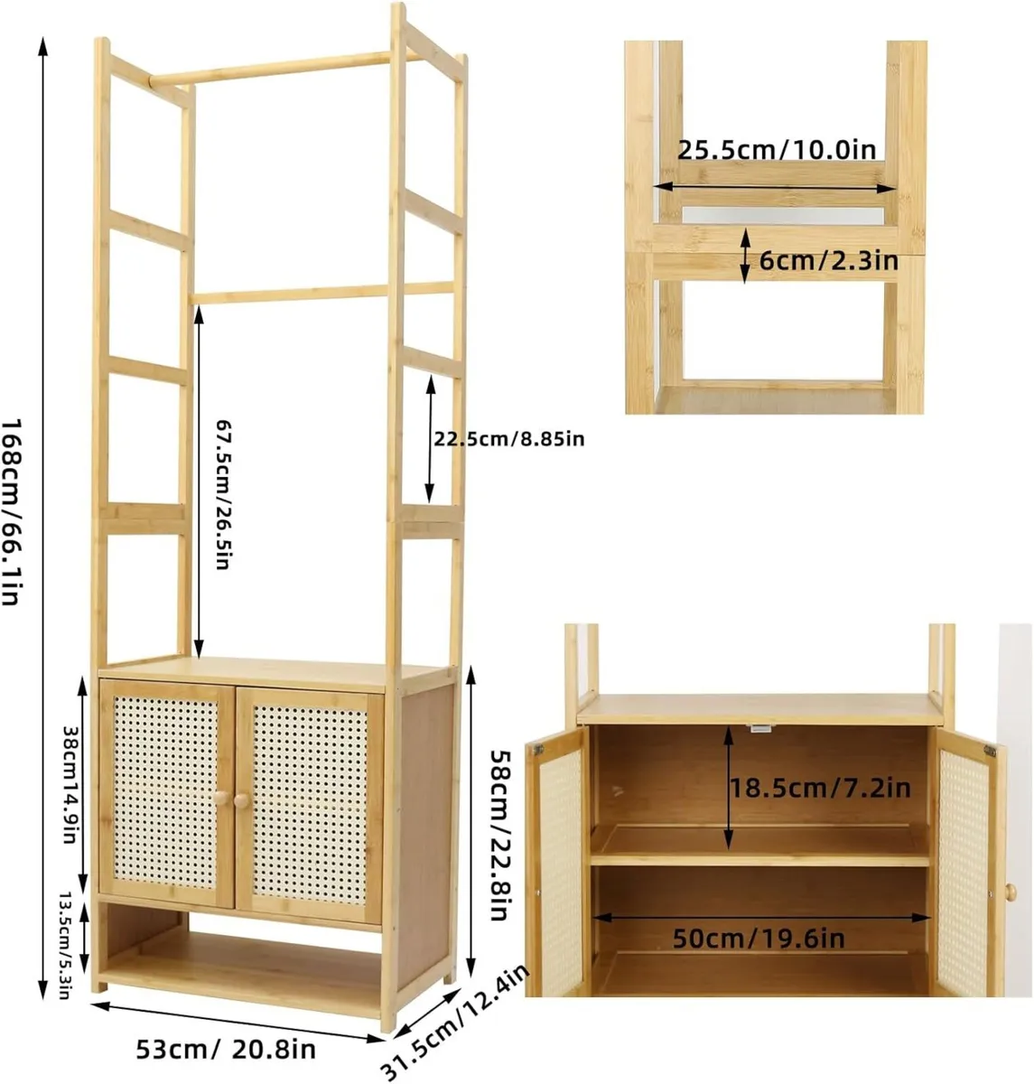 Bamboo Clothes Rack Storage: Open Wardrobe with - Image 2