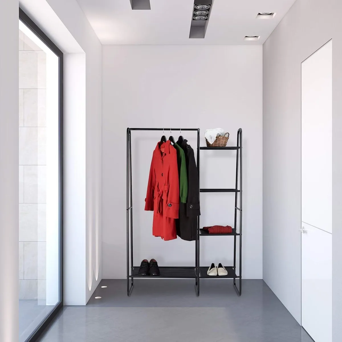 Coat Rack 5 Shelves Clothes Rail Open Wardrobe - Image 2